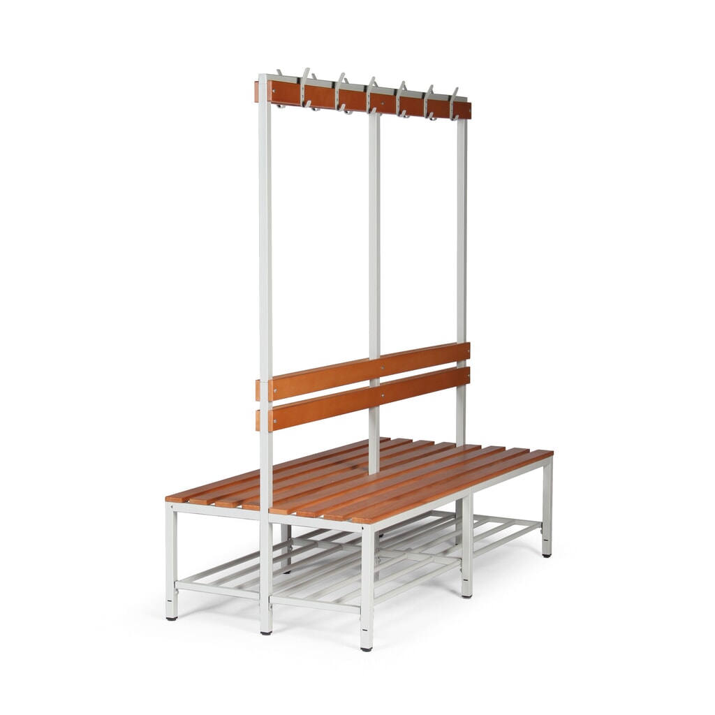 Produktabbildung: HEMMDAL Umkleidebank, 2-seitig, Länge 1.600 mm,  2x 6 Haken