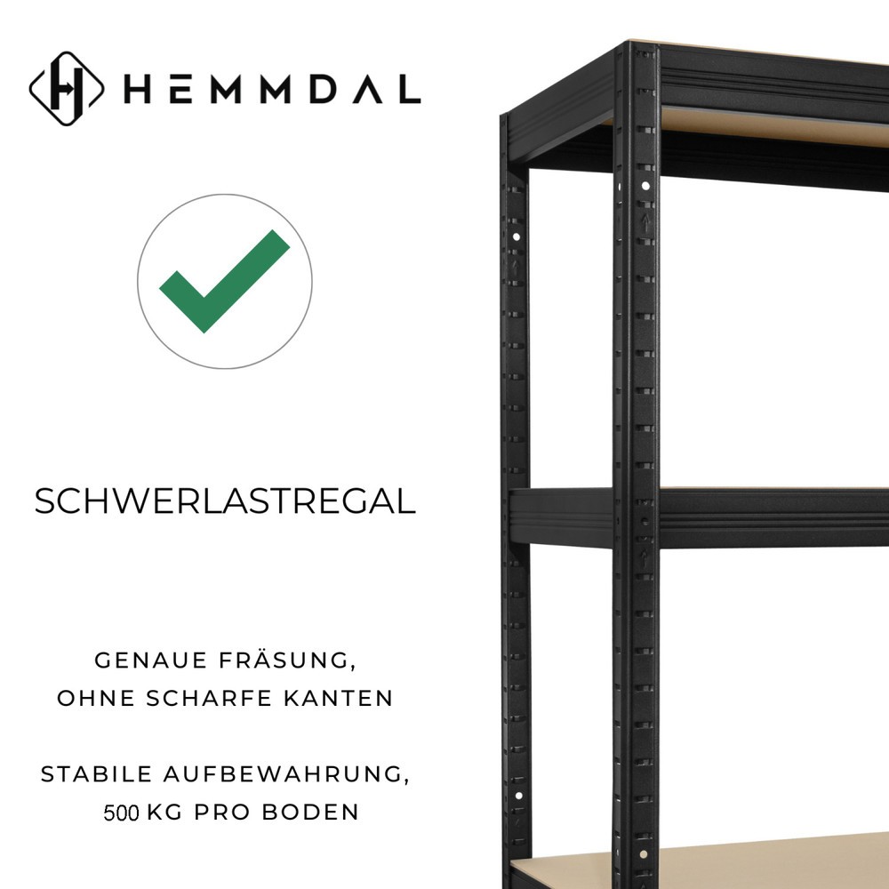Produktabbildung Nr. 2: HEMMDAL Weitspannregal, Fachlast 500 kg, schwarz, HxBxT 1.770 x 2.000 x 600 mm