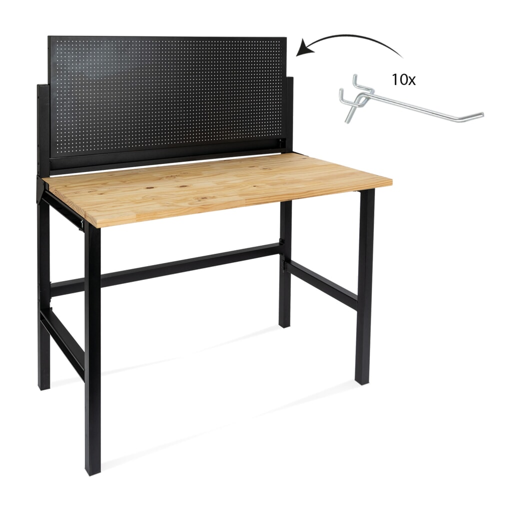 HEMMDAL Werkbank, klappbar, TK 150 kg, Lochwand inkl. 10 Haken Produktabbildung Nr. 2: HEMMDAL Werkbank, klappbar, TK 150 kg, Lochwand inkl. 10 Haken