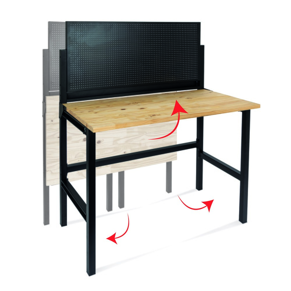 Produktabbildung Nr. 3: HEMMDAL Werkbank, klappbar, TK 150 kg, Lochwand inkl. 10 Haken