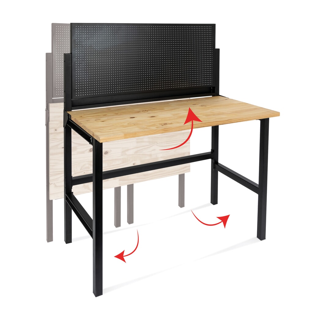 HEMMDAL Werkbank, klappbar, TK 150 kg, Lochwand inkl. 10 Haken Produktabbildung Nr. 3: HEMMDAL Werkbank, klappbar, TK 150 kg, Lochwand inkl. 10 Haken