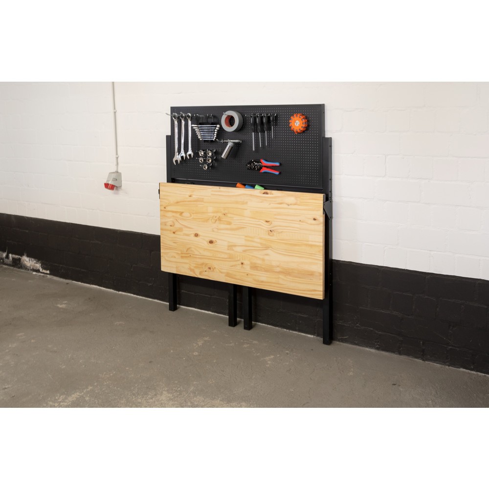 Produktabbildung Nr. 8: HEMMDAL Werkbank, klappbar, TK 150 kg, Lochwand inkl. 10 Haken
