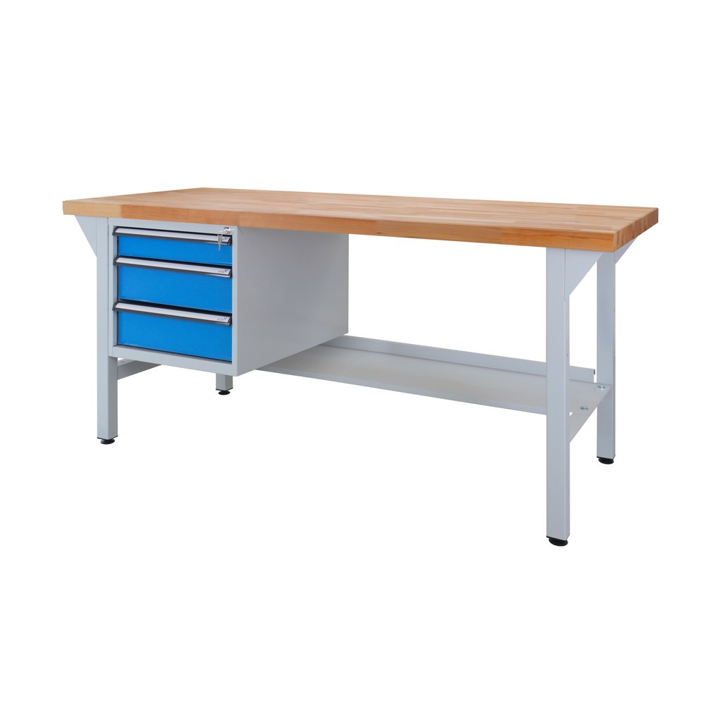Produktabbildung Nr. 4: HEMMDAL Werkbank Typ L, mit 3 Schubladen – bis 300 kg – Arbeitstisch Made in EU