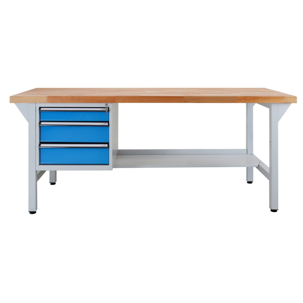 HEMMDAL Werkbank Typ XL, mit 3 Schubladen – bis 300 kg – Arbeitstisch Made in EU Produktabbildung: HEMMDAL Werkbank Typ XL, mit 3 Schubladen – bis 300 kg – Arbeitstisch Made in EU