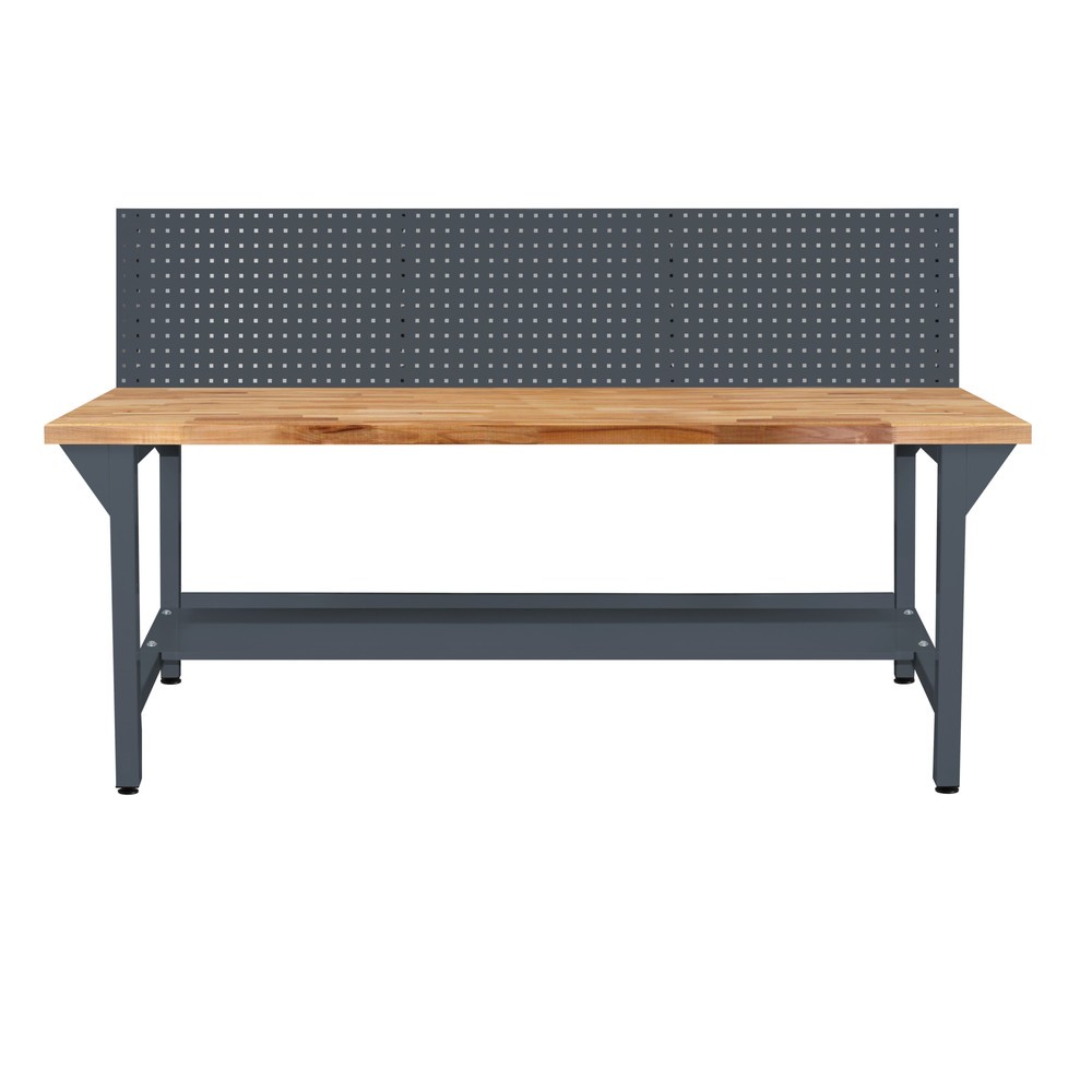 Produktabbildung: HEMMDAL Werkbank Typ XL mit Lochwand, 200 x 85 x 75 cm – anthrazit