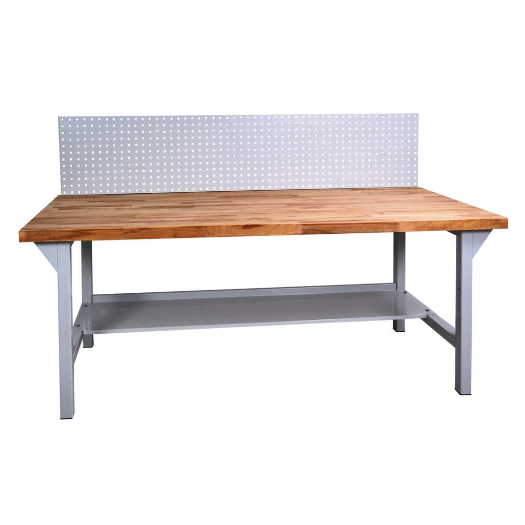 HEMMDAL Werkbank Typ XL mit Lochwand, 200 x 85 x 75 cm – Arbeitstisch Made in EU Produktabbildung: HEMMDAL Werkbank Typ XL mit Lochwand, 200 x 85 x 75 cm – Arbeitstisch Made in EU