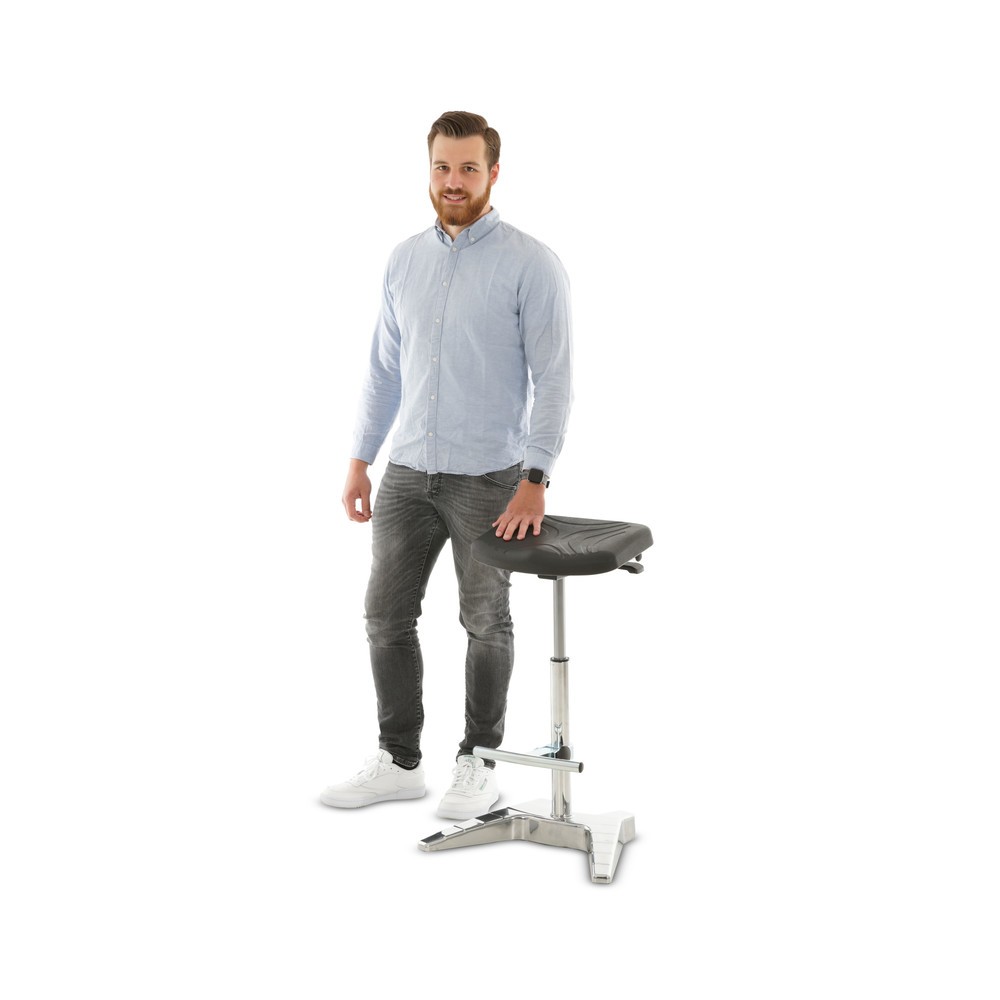 Produktabbildung Nr. 4: HEMMDAL XXL-Stehhilfe, PU-Sitz extrabreit + Tragegriff, Sitzhöhe 700-880 mm, Fußstütze