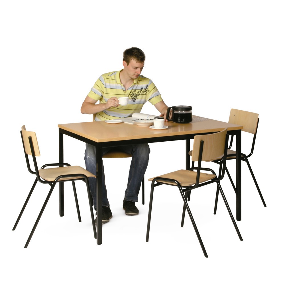 Productafbeelding nr. 3: HEMMDAL Zitgroep met stalen tafel, tafel bxd 1.200 x 800 mm + 4 stoelen, lichtgrijs