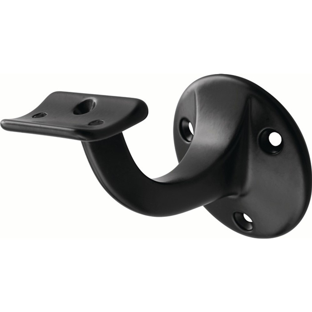 Produktabbildung: HERMETA Handlaufträger 3505, Durchmesser Wandplatte 56 mm, Aluminium kunststoffbeschichtet schwarz, gewölbte Auflage
