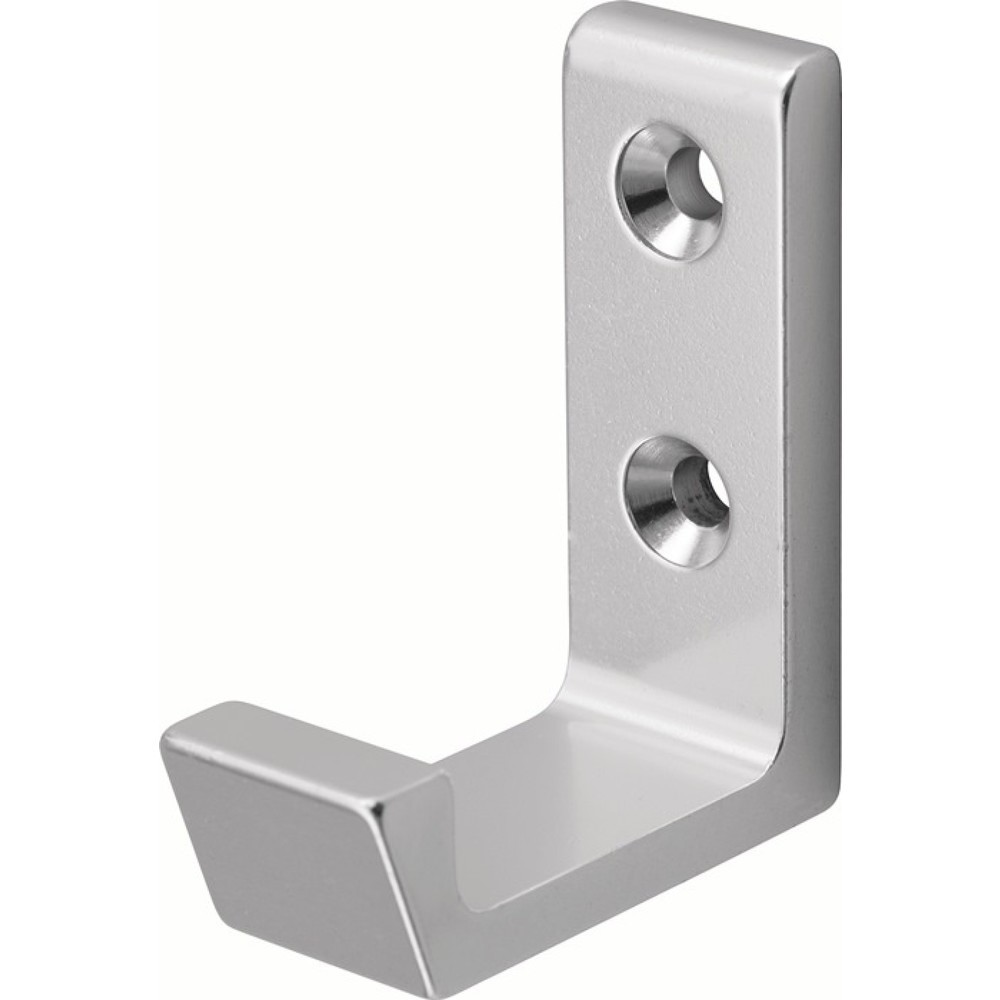 Produktabbildung: HERMETA Mantelhaken 0139, Aluminium silberfarbig eloxiert, einfach Ausladung 41 mm, Höhe 47 mm