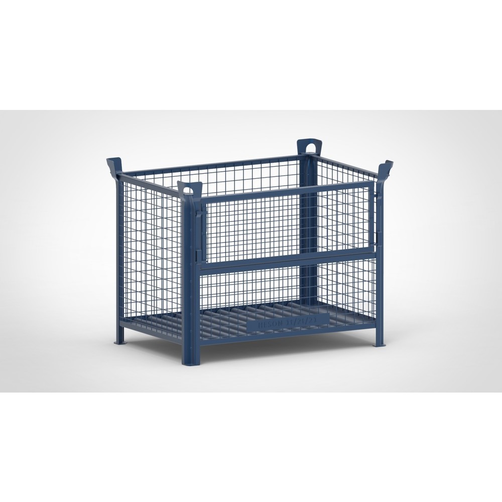 Produktabbildung Nr. 1: HESON® Gitterbox, mit ½ Gitterklappe, lackiert, HxBxT 900 x 1.200 x 800 mm, enzianblau