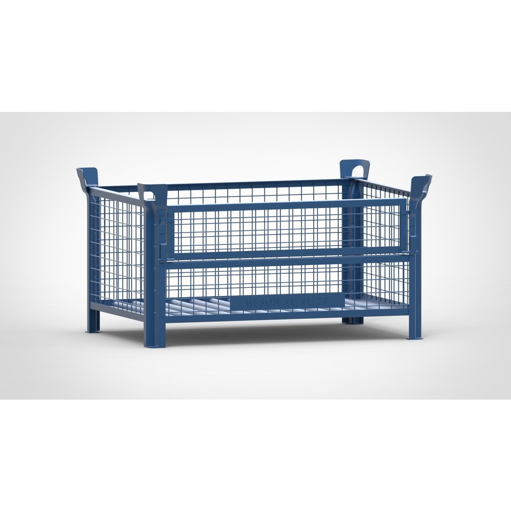 Produktabbildung Nr. 1: HESON® Gitterbox, mit ½ Gitterklappe, lackiert, HxBxT 600 x 1.200 x 800 mm, enzianblau