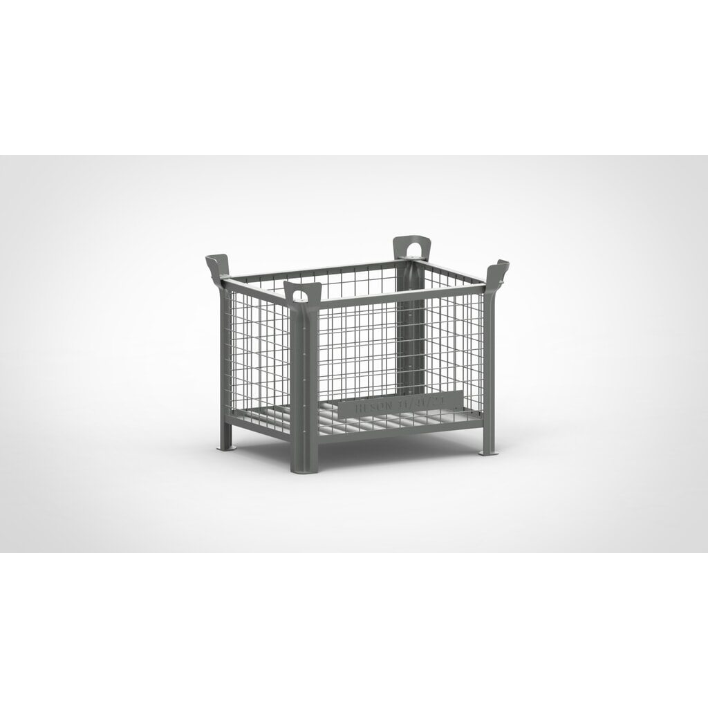 HESON® Industrie-Gitterbox, Wände feststehend, lackiert, HxBxT 600 x 800 x 600 mm, mausgrau Produktabbildung: HESON® Industrie-Gitterbox, Wände feststehend, lackiert, HxBxT 600 x 800 x 600 mm, mausgrau