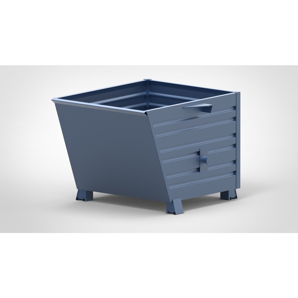 Produktabbildung: HESON® Stapelbarer Kippbehälter, mit Füßen, lackiert, BxT 1.000 x 1.200 mm, enzianblau