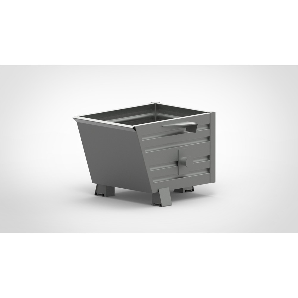 Produktabbildung: HESON® Stapelbarer Kippbehälter, mit Füßen, lackiert, BxT 600 x 800 mm, mausgrau