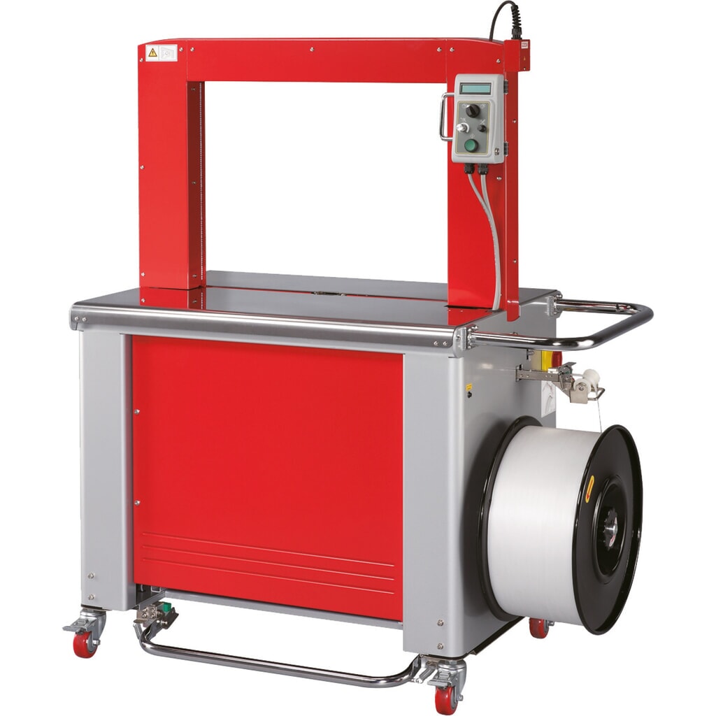 Highspeed-Umreifungsmaschine TP-702, für Bandbreite 12 mm, Rahmen HxB 850 x 600 mm Produktabbildung: Highspeed-Umreifungsmaschine TP-702, für Bandbreite 12 mm, Rahmen HxB 850 x 600 mm