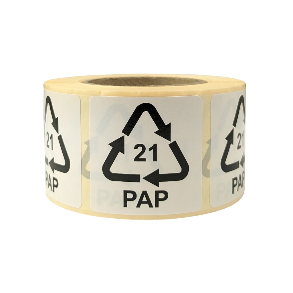 Hinweisetiketten für Italien, 35x35 mm, Haftpapier weiß, Aufdruck: 21 PAP (sonst Pappe), 500 St./Rolle Produktabbildung: Hinweisetiketten für Italien, 35x35 mm, Haftpapier weiß, Aufdruck: 21 PAP (sonst Pappe), 500 St./Rolle