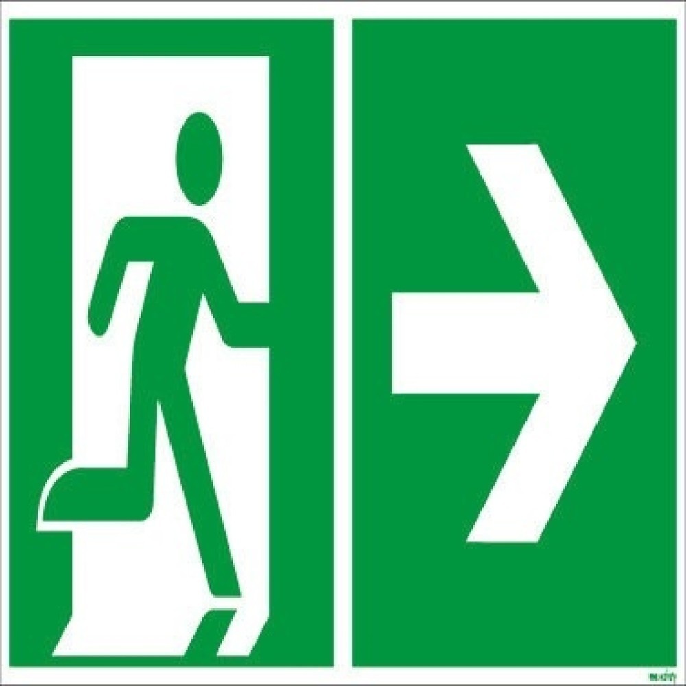 Produktabbildung: Hinweisschild Rettungsweg rechts 30x15cm Hart-PVC