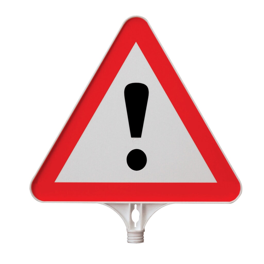 Hinweisschild "Achtung", Dreieck, für Leitkegel und Absperrpfosten, Seitenlänge 390 mm Produktabbildung: Hinweisschild "Achtung", Dreieck, für Leitkegel und Absperrpfosten, Seitenlänge 390 mm