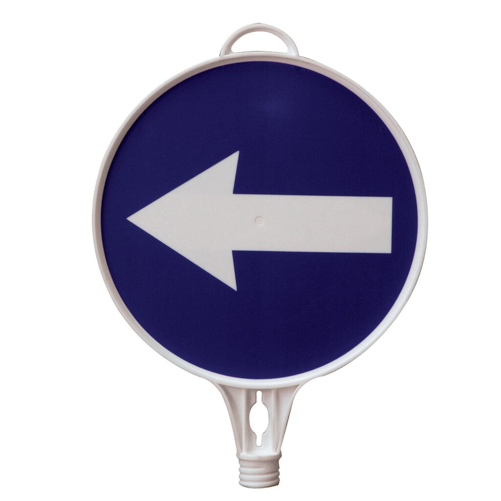 Hinweisschild Richtungspfeil, links, rund, ø 280 mm Produktabbildung: Hinweisschild Richtungspfeil, links, rund, ø 280 mm