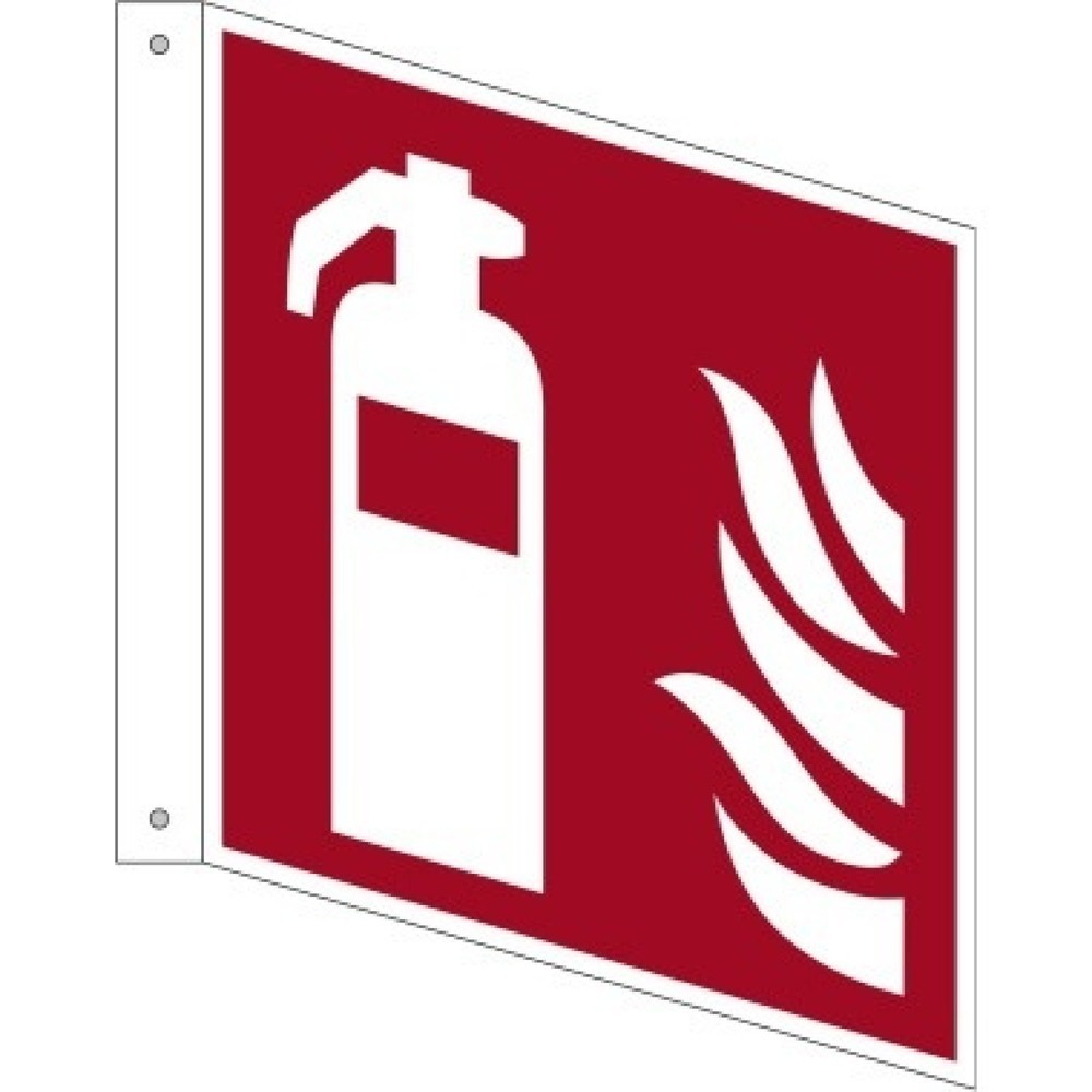 Produktabbildung: Hinweisschild Feuerlöscher Fahne ISO 7010/F001 200x200mm PVC