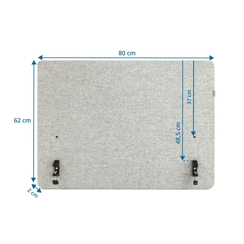 Produktabbildung Nr. 5: hjh OFFICE Akustik Tischtrennwand FLEXMIUT D SIDE 80 cm, hellgrau