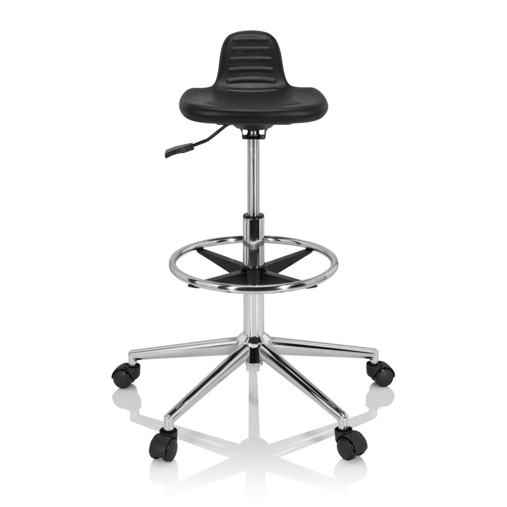 Produktabbildung: hjh OFFICE Arbeitsstuhl / Arbeitshocker TOP WORK 3 I Hartschaum, schwarz