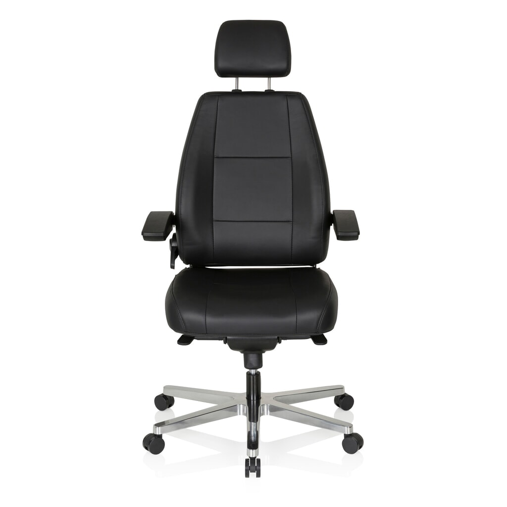 Produktabbildung: hjh OFFICE Arbeitsstuhl / Chefsessel 24 HOURS Leder, schwarz