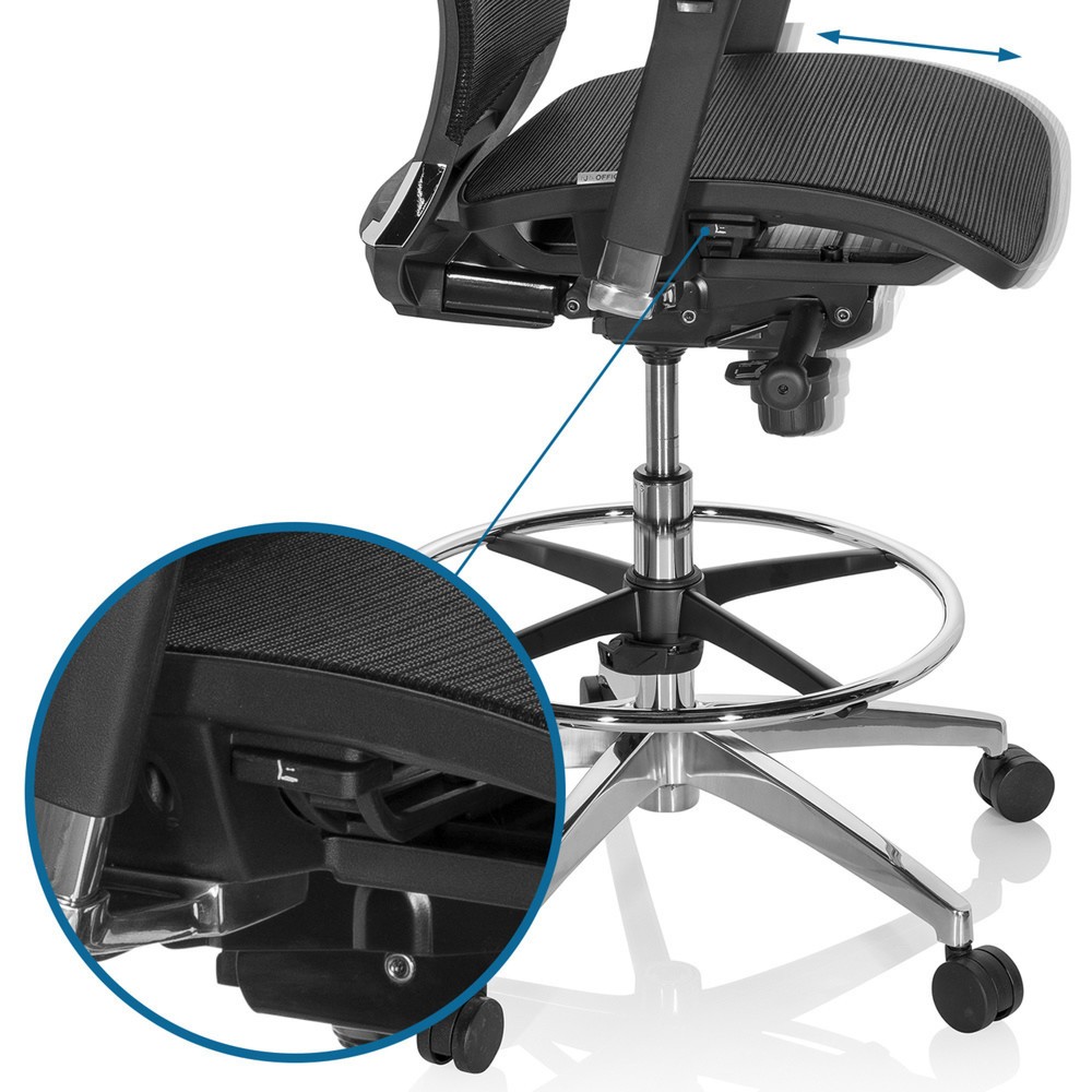 Produktabbildung Nr. 10: hjh OFFICE Arbeitsstuhl / Counterstuhl TOP WORK 78 Netzstoff, schwarz