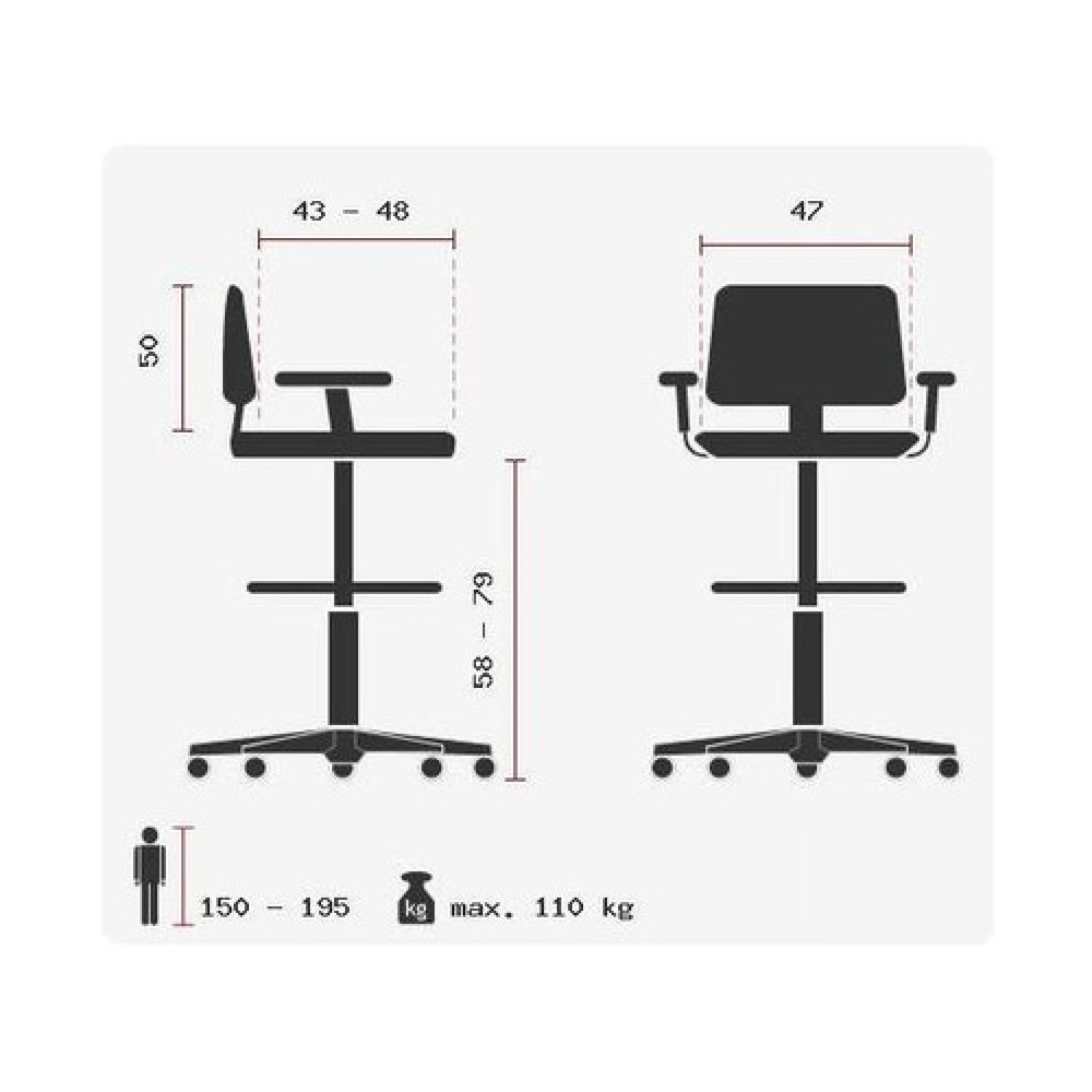 Produktabbildung Nr. 11: hjh OFFICE Arbeitsstuhl / Counterstuhl TOP WORK 78 Netzstoff, schwarz