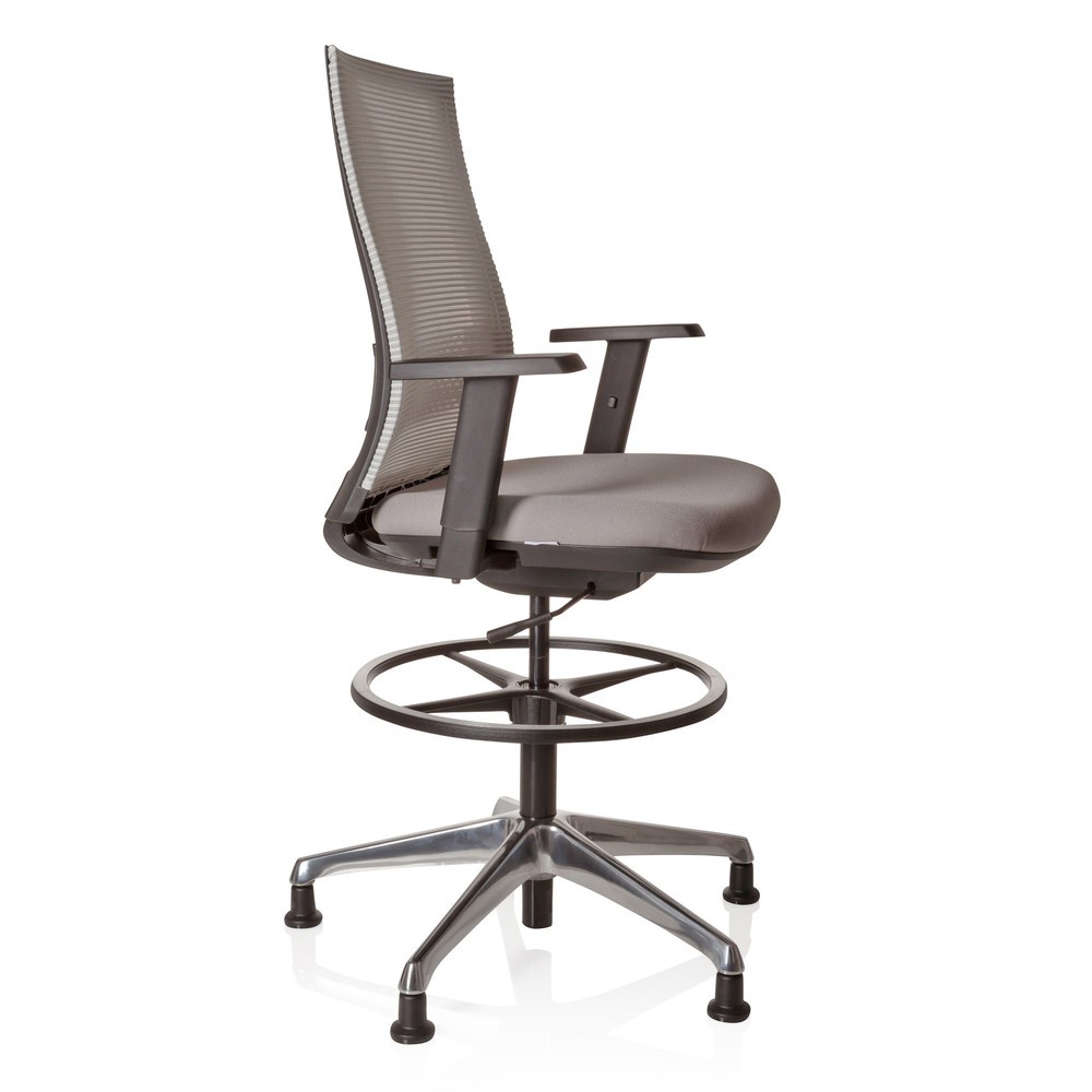 Produktabbildung Nr. 3: hjh OFFICE Arbeitsstuhl / Counterstuhl TOP WORK 99 Bezug: 100 % Polyester, grau