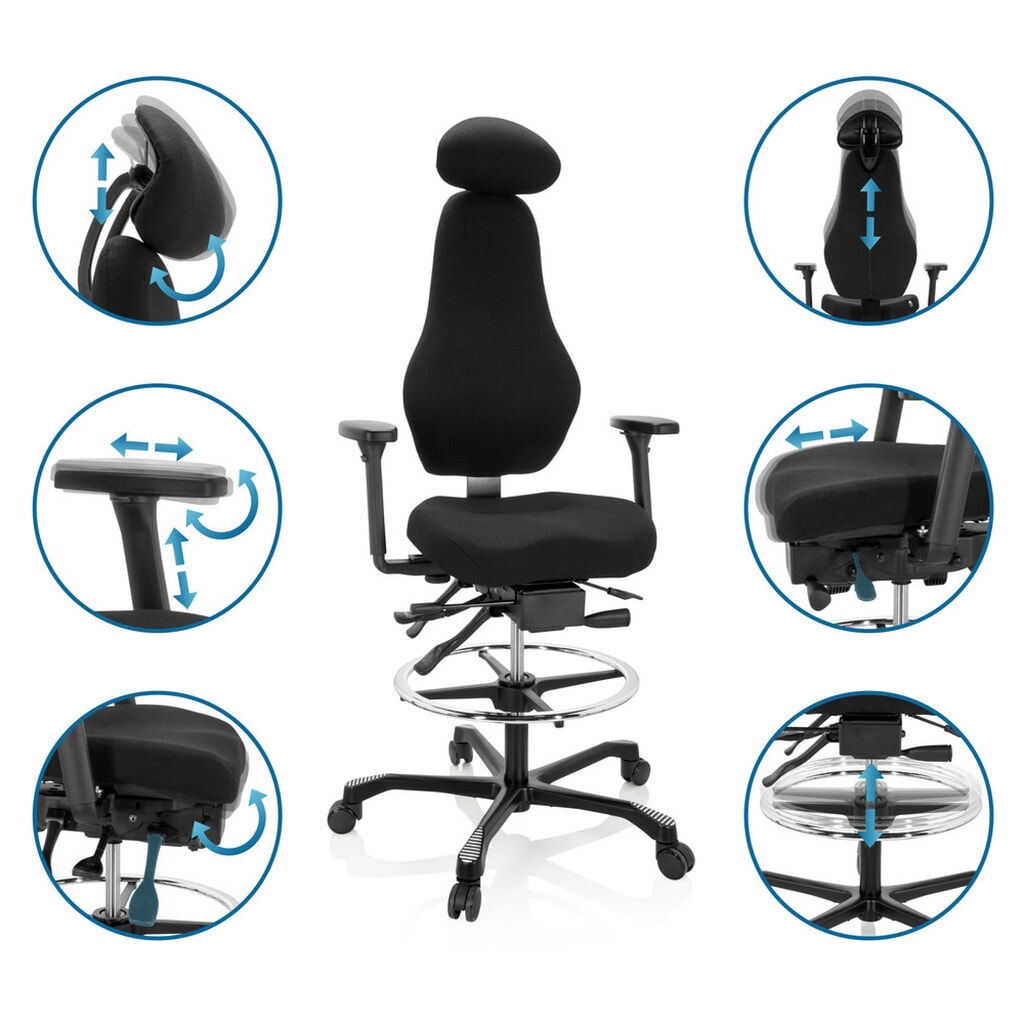 Produktabbildung Nr. 3: hjh OFFICE Arbeitsstuhl / Counterstuhl RESISTIO WORK Stoff, schwarz