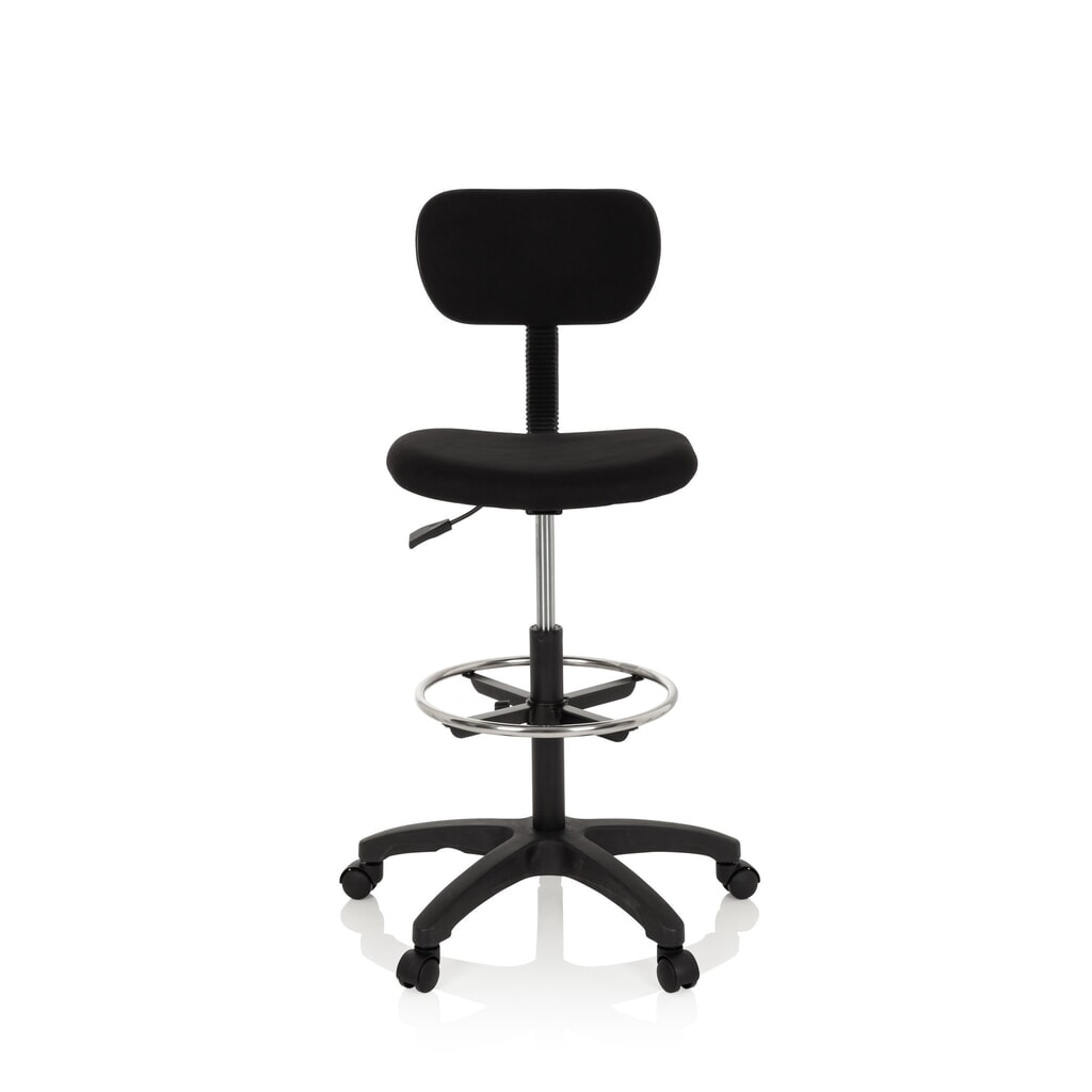 Produktabbildung: hjh OFFICE Arbeitsstuhl / Arbeitshocker TOP WORK 05 Stoff, schwarz