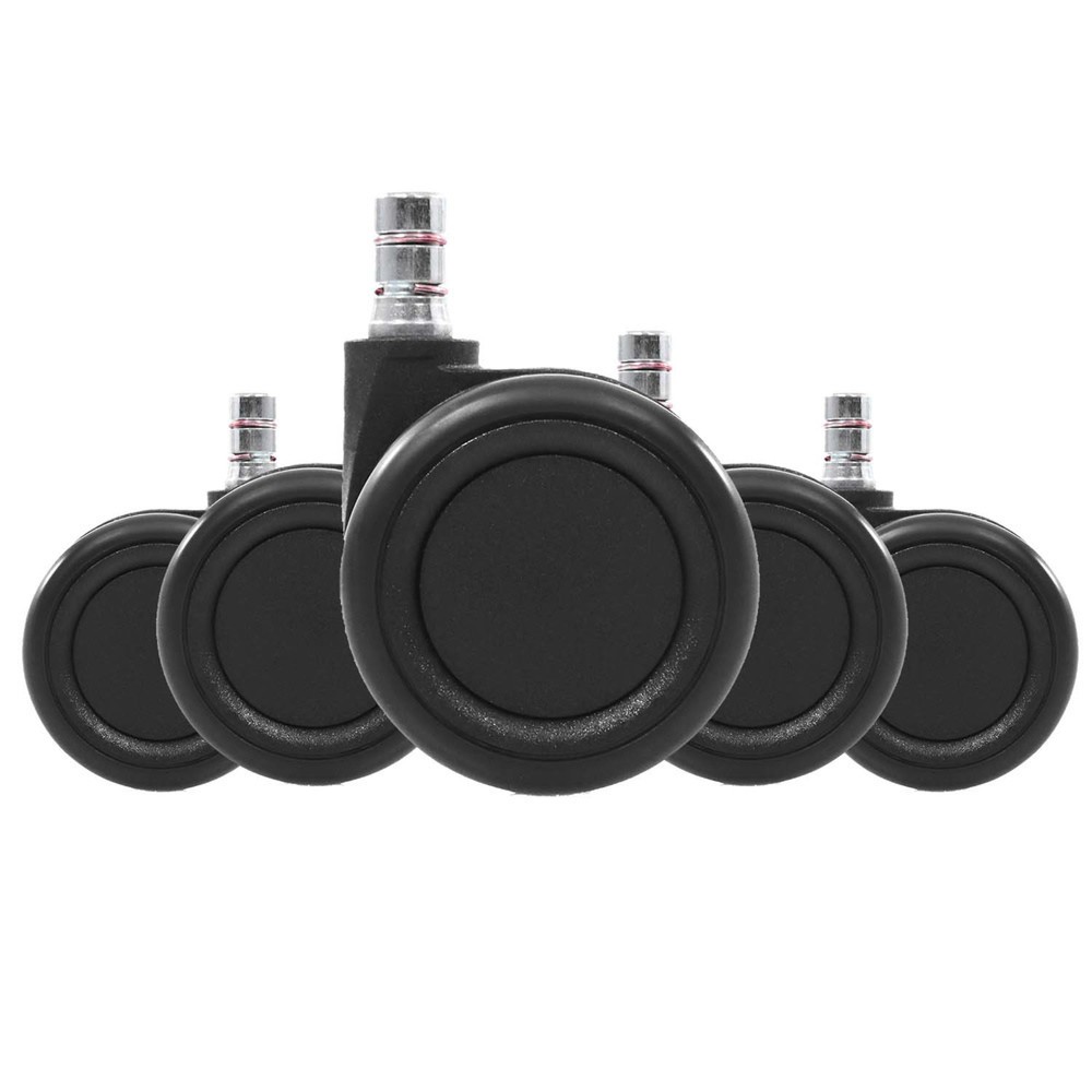 Produktabbildung Nr. 2: hjh OFFICE 5x Hartbodenrollen ROLO COLOR 60 11 mm / 60 mm Büro-Stuhl-Rollen für Hartböden (5er Pack), schwarz/schw