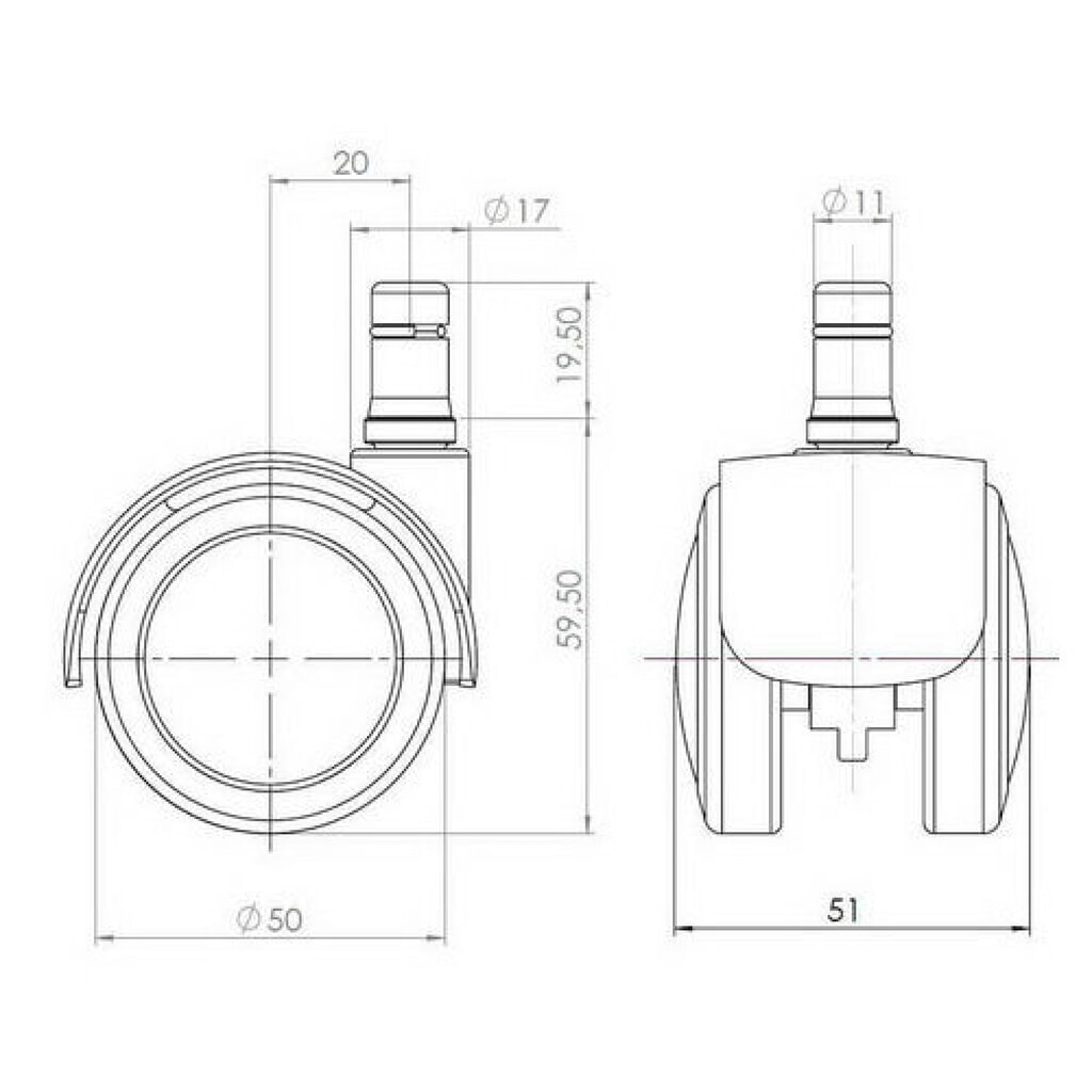 hjh OFFICE 5x Hartbodenrollen ROLO FIX sitzgebremst 11 mm / 50 mm Zinkdruckguss, (5er Pack) Produktabbildung Nr. 2: hjh OFFICE 5x Hartbodenrollen ROLO FIX sitzgebremst 11 mm / 50 mm Zinkdruckguss, (5er Pack)