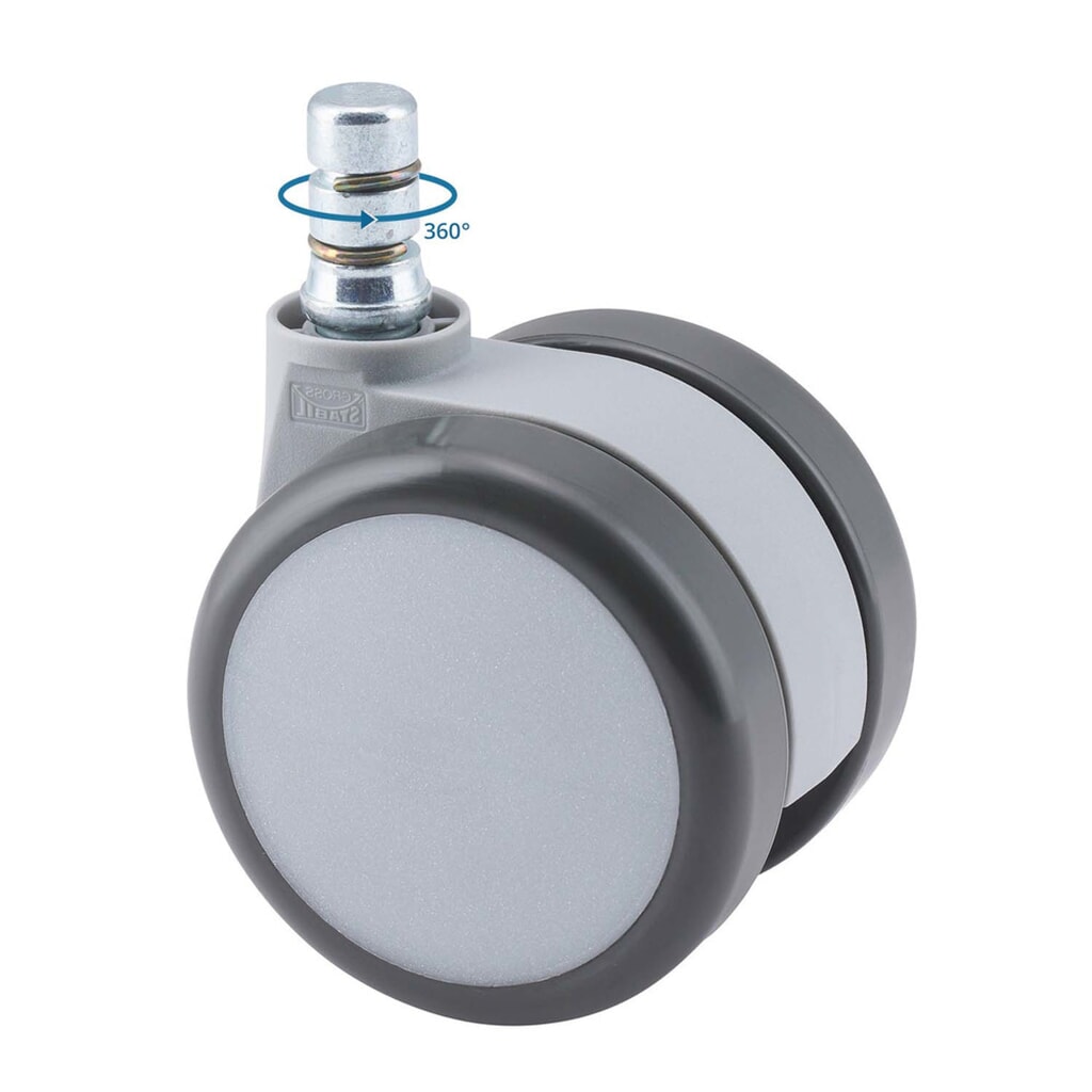 hjh OFFICE 5x Hartbodenrollen ROLO MOVE 60 No-Noise 11 mm / 60 mm (5er Pack) Büro-Stuhl-Rollen, weiß/grau Produktabbildung Nr. 3: hjh OFFICE 5x Hartbodenrollen ROLO MOVE 60 No-Noise 11 mm / 60 mm (5er Pack) Büro-Stuhl-Rollen, weiß/grau