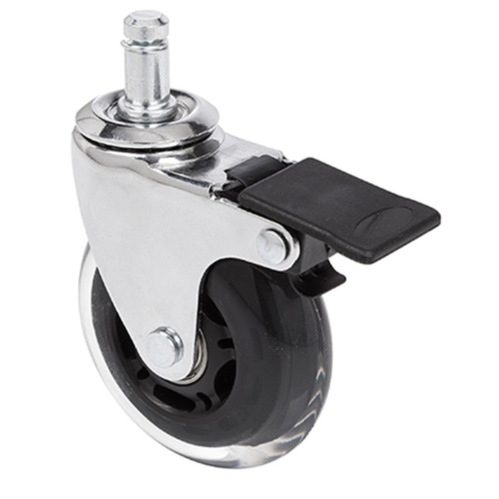 Produktabbildung Nr. 1: hjh OFFICE 5x Hartbodenrollen ROLO SKATE 11 mm / 75 mm Büro-Stuhl-Rollen inkl. Bremse Chrom transparent
