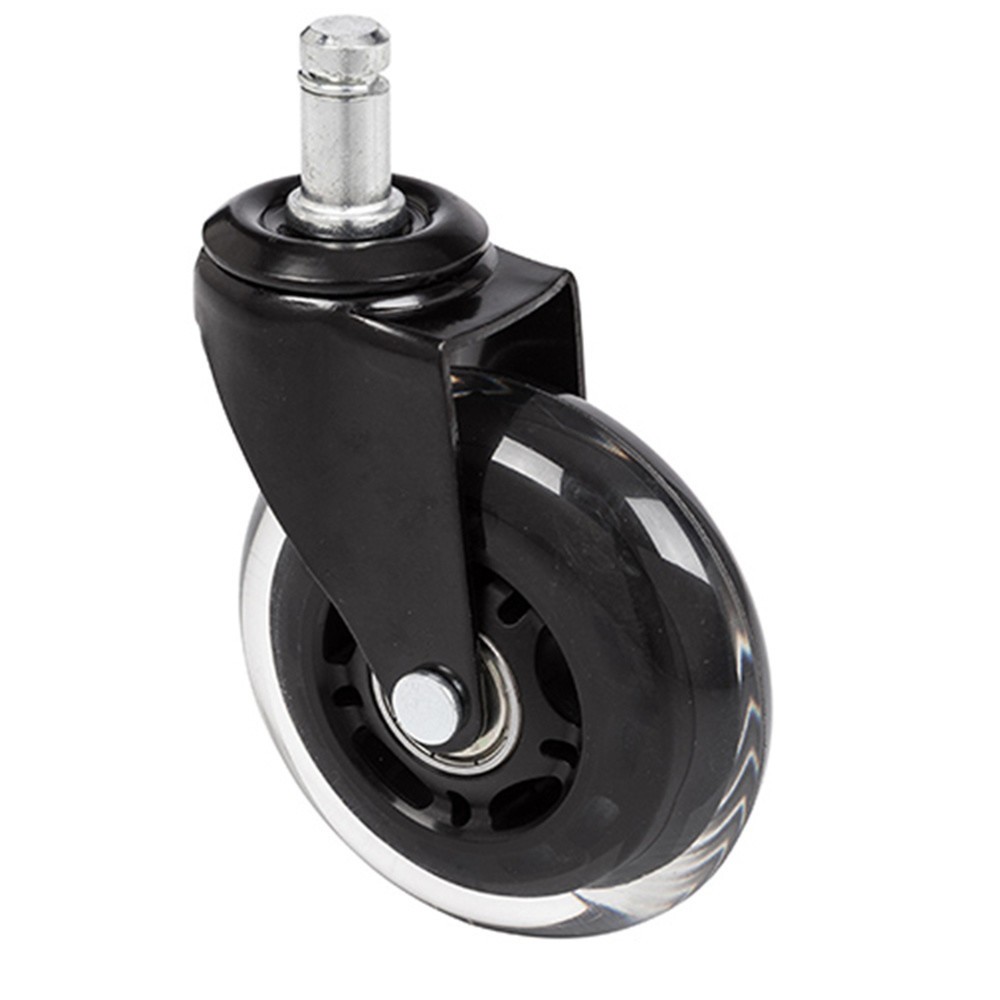 Produktabbildung: hjh OFFICE 5x Hartbodenrollen ROLO SKATE 11 mm / 75 mm Büro-Stuhl-Rollen schwarz / transparent (5er Pack)