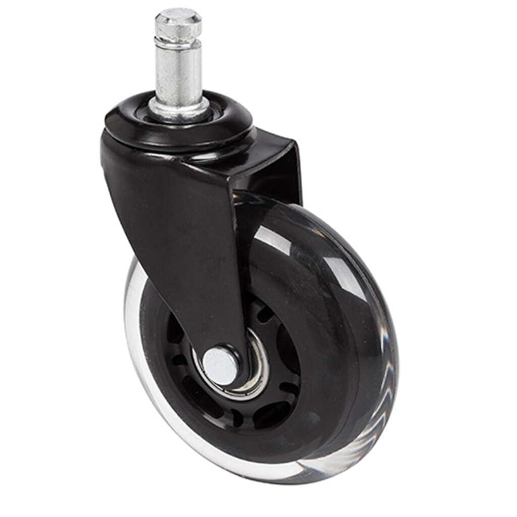 Produktabbildung: hjh OFFICE 5x Hartbodenrollen ROLO SKATE 11 mm / 75 mm Büro-Stuhl-Rollen schwarz / transparent (5er Pack)