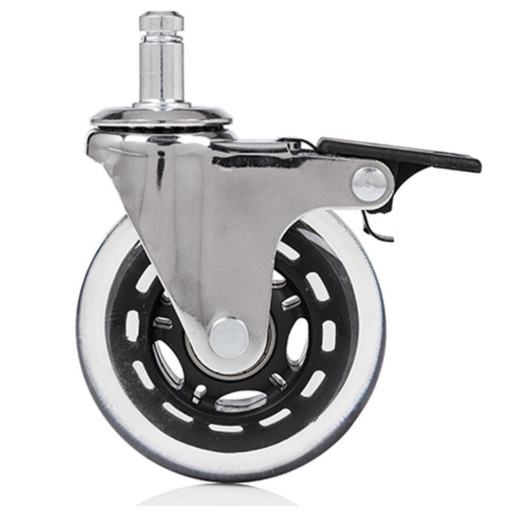 Produktabbildung Nr. 2: hjh OFFICE 5x Hartbodenrollen ROLO SKATE 11 mm / 75 mm Büro-Stuhl-Rollen inkl. Bremse Chrom transparent