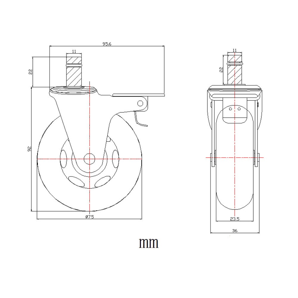 Produktabbildung Nr. 4: hjh OFFICE 5x Hartbodenrollen ROLO SKATE 11 mm / 75 mm Büro-Stuhl-Rollen inkl. Bremse Chrom transparent