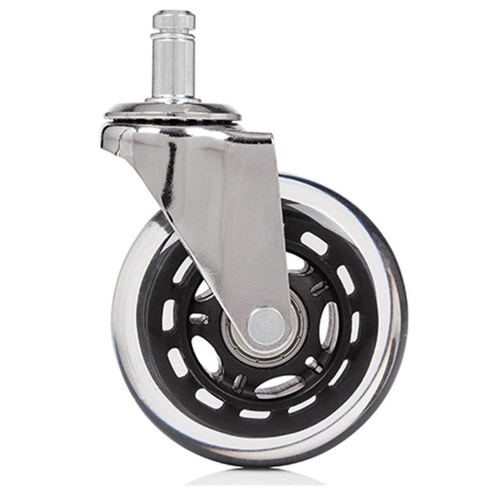 Produktabbildung Nr. 2: hjh OFFICE 5x Hartbodenrollen ROLO SKATE 11 mm / 75 mm Büro-Stuhl-Rollen Chrom transparent (5er Pack)