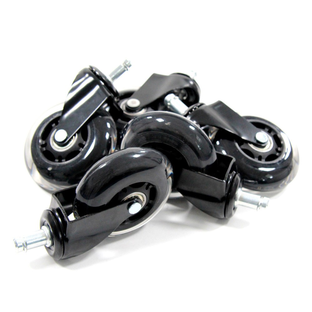 Produktabbildung Nr. 3: hjh OFFICE 5x Hartbodenrollen ROLO SKATE 11 mm / 75 mm Büro-Stuhl-Rollen schwarz / transparent (5er Pack)