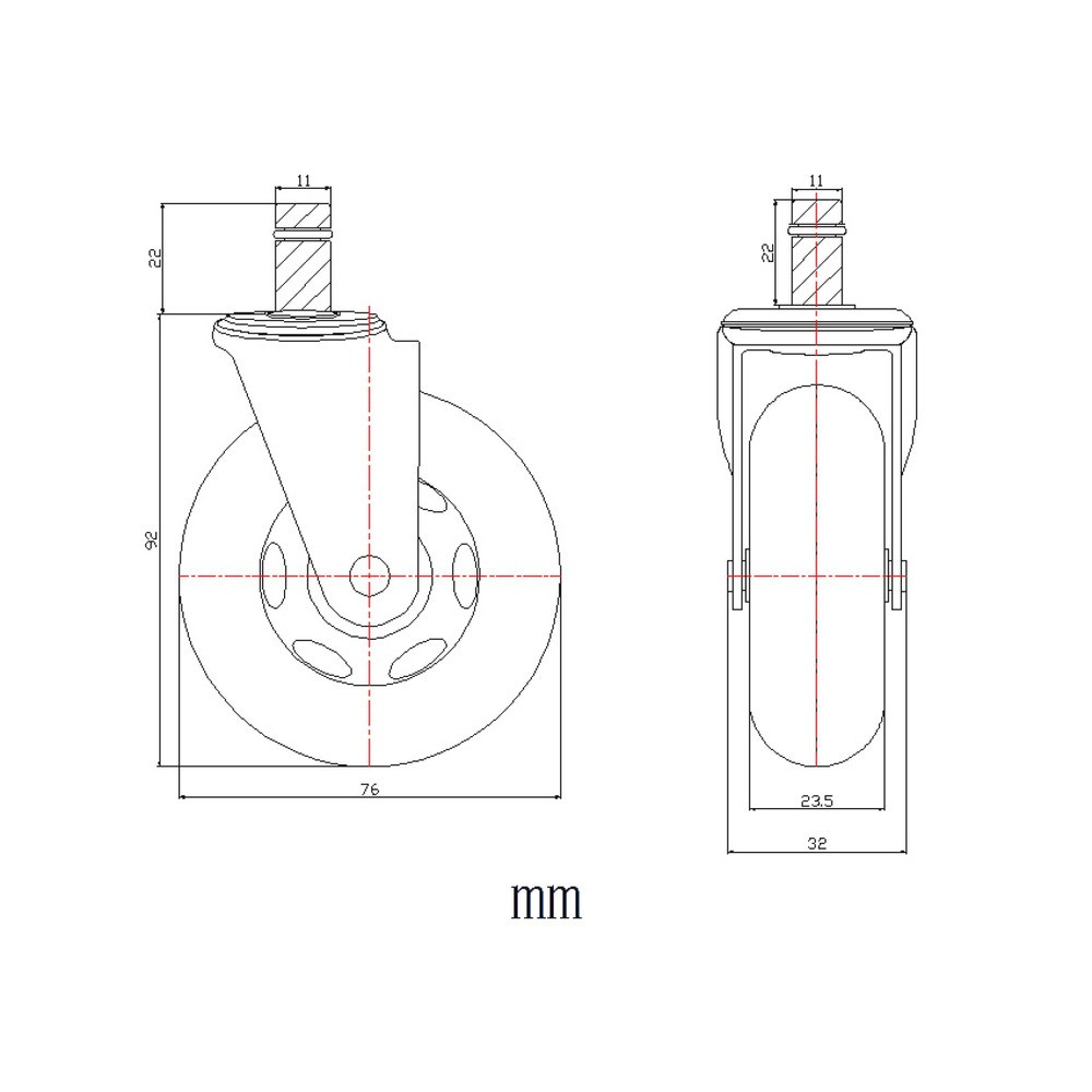 Produktabbildung Nr. 4: hjh OFFICE 5x Hartbodenrollen ROLO SKATE 11 mm / 75 mm Büro-Stuhl-Rollen schwarz / transparent (5er Pack)