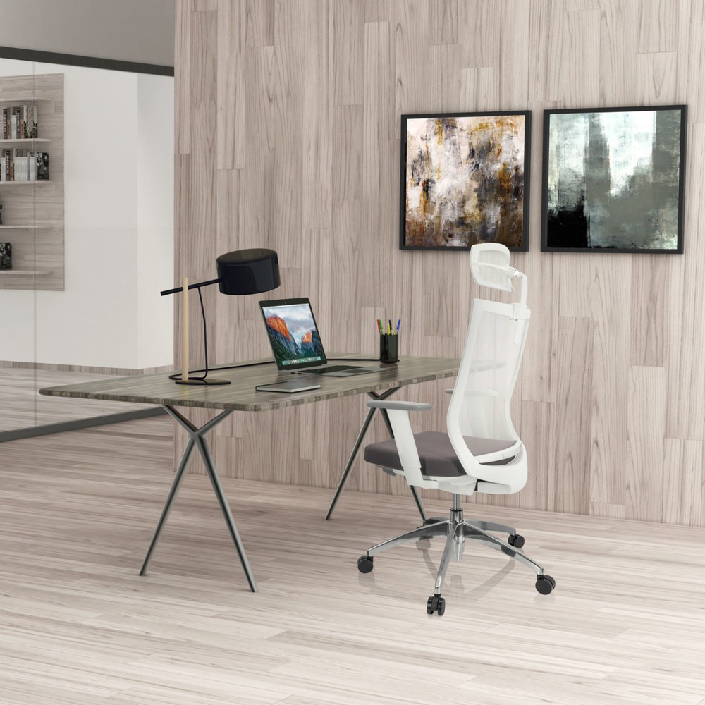 Produktabbildung Nr. 7: hjh OFFICE Bürostuhl / Drehstuhl ASPEN WHITE PRO Netzstoff transparent / Sitz Stoff, grau