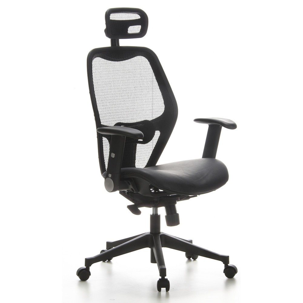 Produktabbildung Nr. 2: hjh OFFICE Bürostuhl / Chefsessel AIR PORT Netzstoff/Leder, schwarz
