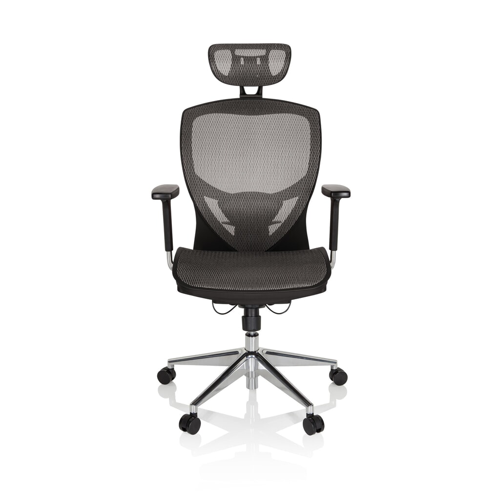 Produktabbildung: hjh OFFICE Bürostuhl / Chefsessel VENUS ONE Netzstoff, silbergrau/schwarz