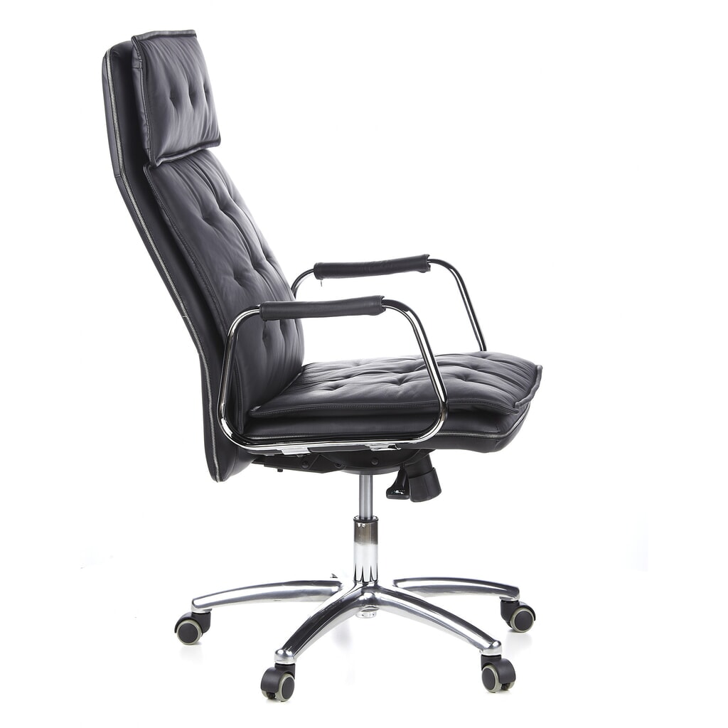 hjh OFFICE Bürostuhl / Chefsessel VILLA 20 Leder, schwarz Produktabbildung Nr. 5: hjh OFFICE Bürostuhl / Chefsessel VILLA 20 Leder, schwarz