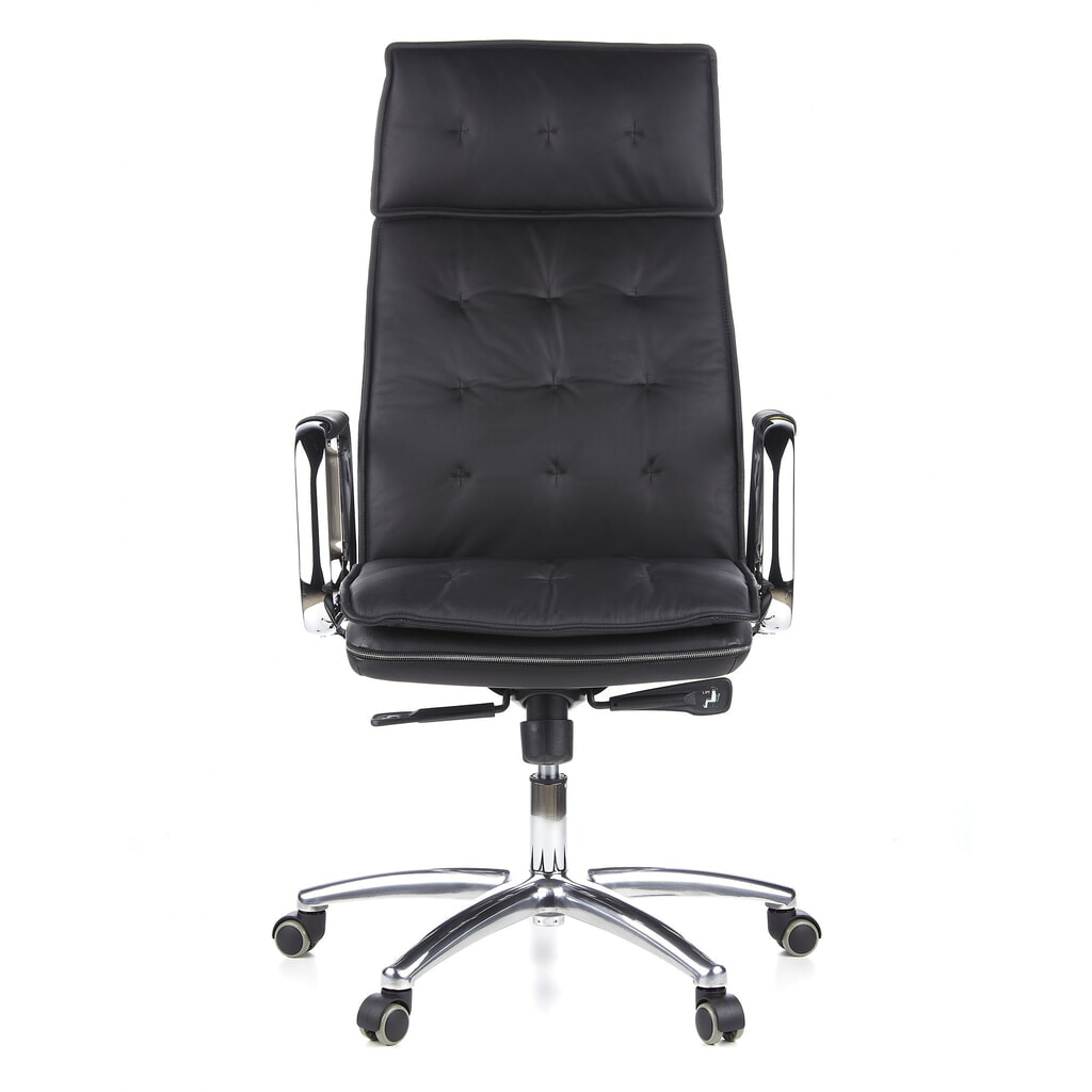 hjh OFFICE Bürostuhl / Chefsessel VILLA 20 Leder, schwarz Produktabbildung Nr. 1: hjh OFFICE Bürostuhl / Chefsessel VILLA 20 Leder, schwarz