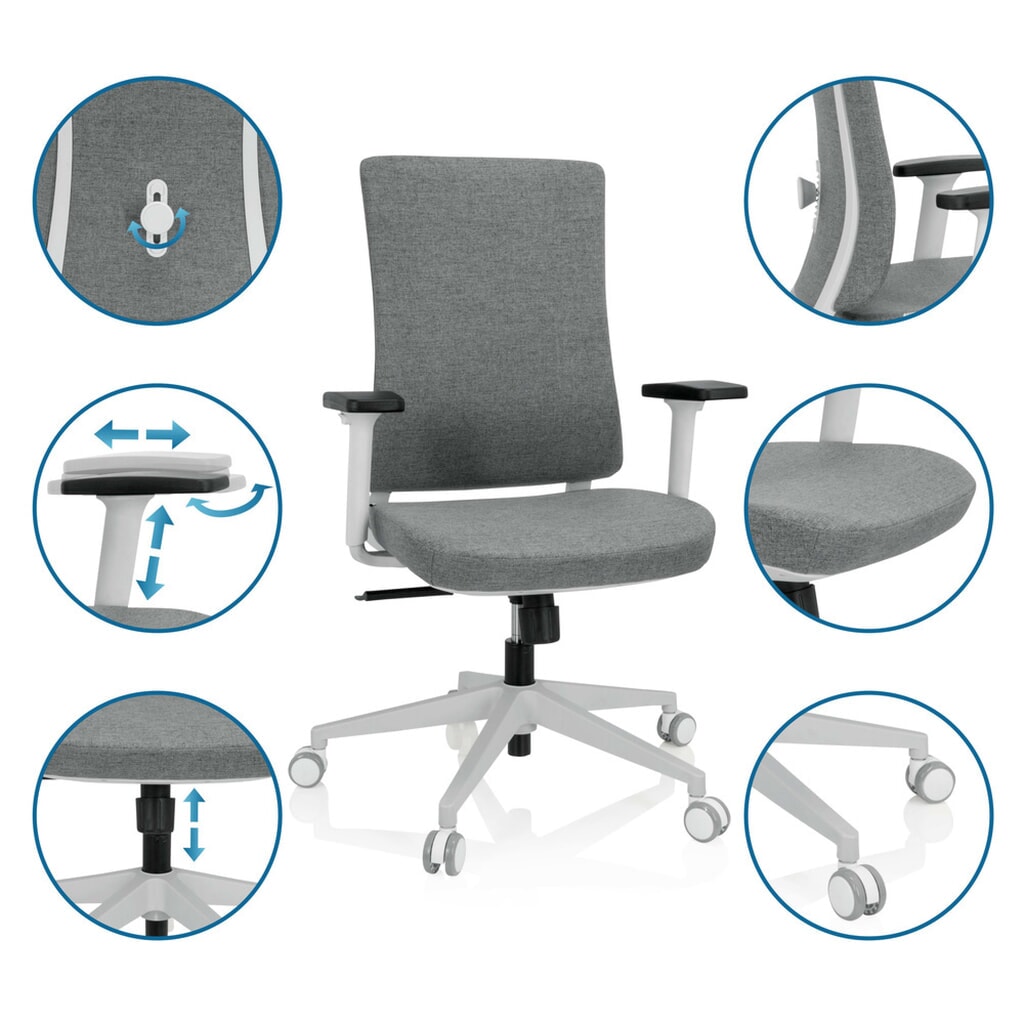 hjh OFFICE Bürostuhl / Drehstuhl COMFIO WP Stoff, grau Produktabbildung Nr. 3: hjh OFFICE Bürostuhl / Drehstuhl COMFIO WP Stoff, grau